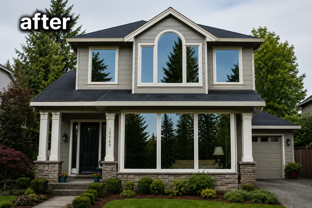 Crystal-clear residential windows after professional window cleaning service in Portland, Oregon.